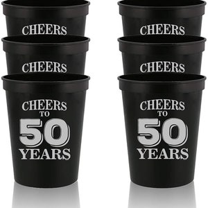 Cheers To 50 Years Stadium Party Cup  Fifty and Fabulous Party Favors Decorations Funny Birthday Gag Gifts For Him Her 12 Pc