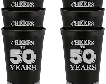 Cheers To 50 Years Stadium Cups: Funny Birthday Party Favors (12 Pc)