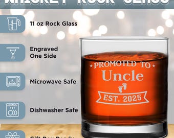 Bicchiere da whisky inciso promosso a zio: regalo per il nuovo zio - Italia