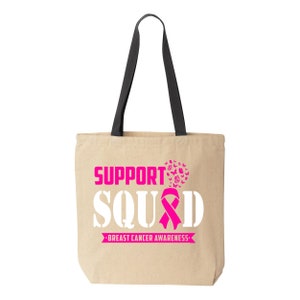 Support Squad Breast Cancer Awareness Cotton Tote Bag
