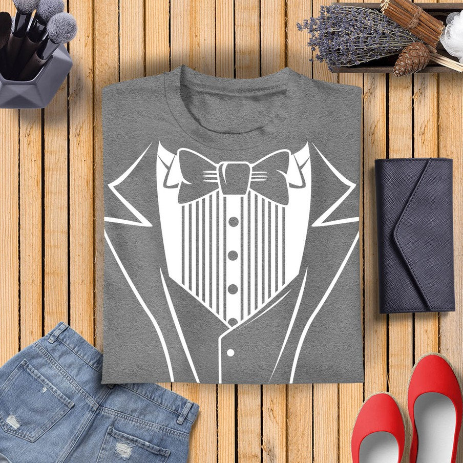 Cravate Et Costume Blanc Graphique Tuxedo T-shirt Homme
