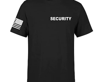 Security Guard Event Staff 2 - Two-Sided Event Staff Shirt Two-Sided American USA Flag On Arm Men Tees