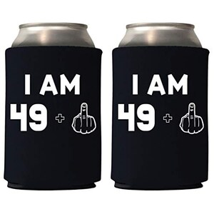 I AM 49+1 Middle Finger Years Can Coolie Holder 50th Birthday Gift Fifty and Fabulous Party Favors Decorations 12Pc / 6Pc