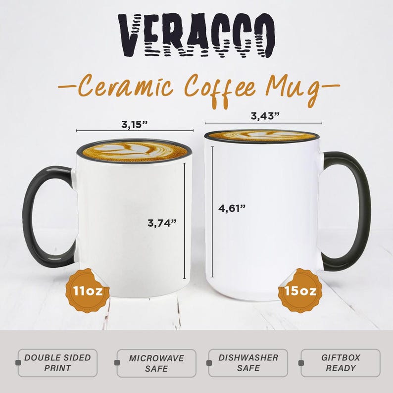 K&ouml;nnte beinhalten: Wei&szlig;e Keramik-Kaffeetasse mit schwarzem Henkel. Die Tasse ist 9,5 cm hoch, 8 cm breit und 11,7 cm lang. Sie fasst 325 ml. Die Tasse ist mikrowellen- und sp&uuml;lmaschinenfest. Sie wird in einer Geschenkbox geliefert.