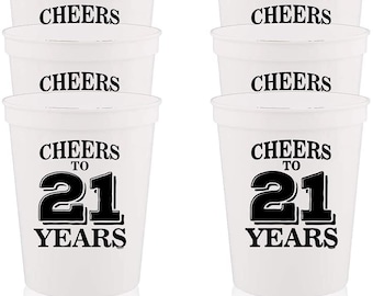 Cheers To 21 Years Party Cups: 21st Birthday Favors - 12 Pc
