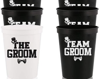 Groom & Team Groom Stadium Cups: Bachelor Party Favors (12 Pc)