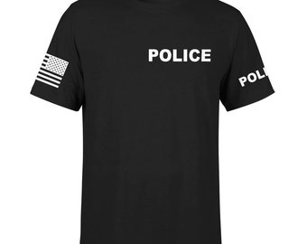 Police T-Shirt – Cop Guard T-Shirts, Event Staff Shirt, Two-Sided American USA Flag On Arm,Policeman Shirts,Police Shirts,T-shirt for Men