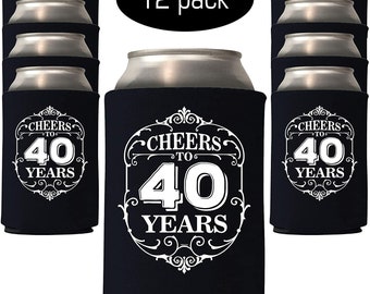 Cheers To 40 Years Can Coolies: 40th Birthday Party Favors (12Pc)