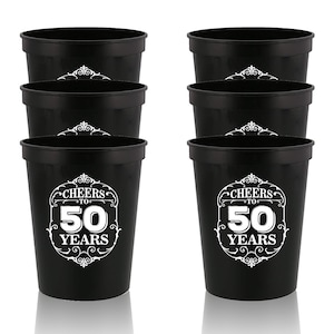 Cheers To 50 Years Stadium Party Cup  Fifty and Fabulous Party Favors Decorations Funny Birthday Gag Gifts For Him Her 12 Pc