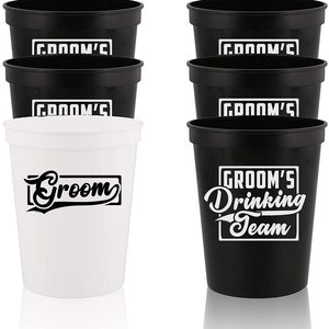 Groom and Groom's Drinking Team - Stadium Party Cup Decoration Funny Bachelor Party Wedding Favors Gift For Groom Groomsmans Proposal 12 Pc
