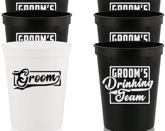 Groom and Groom's Drinking Team - Stadium Party Cup Decoration Funny Bachelor Party Wedding Favors Gift for Groom Groomsmans Proposition 12 Pc