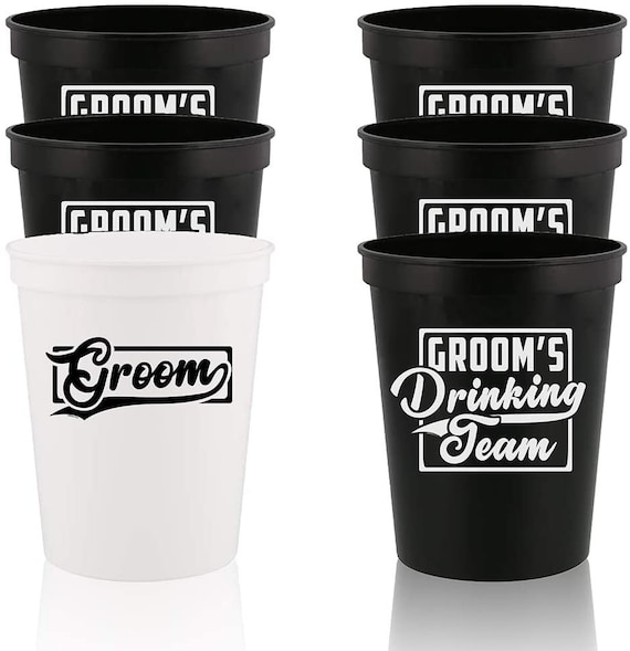 Groom & Groom's Team Stadium Cups: Bachelor Party Favors - 12pc