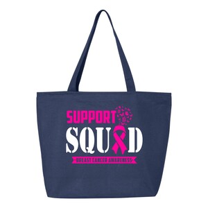 Support Squad Breast Cancer Awareness Tote Bag: Heavy Cotton Canvas with Zipper
