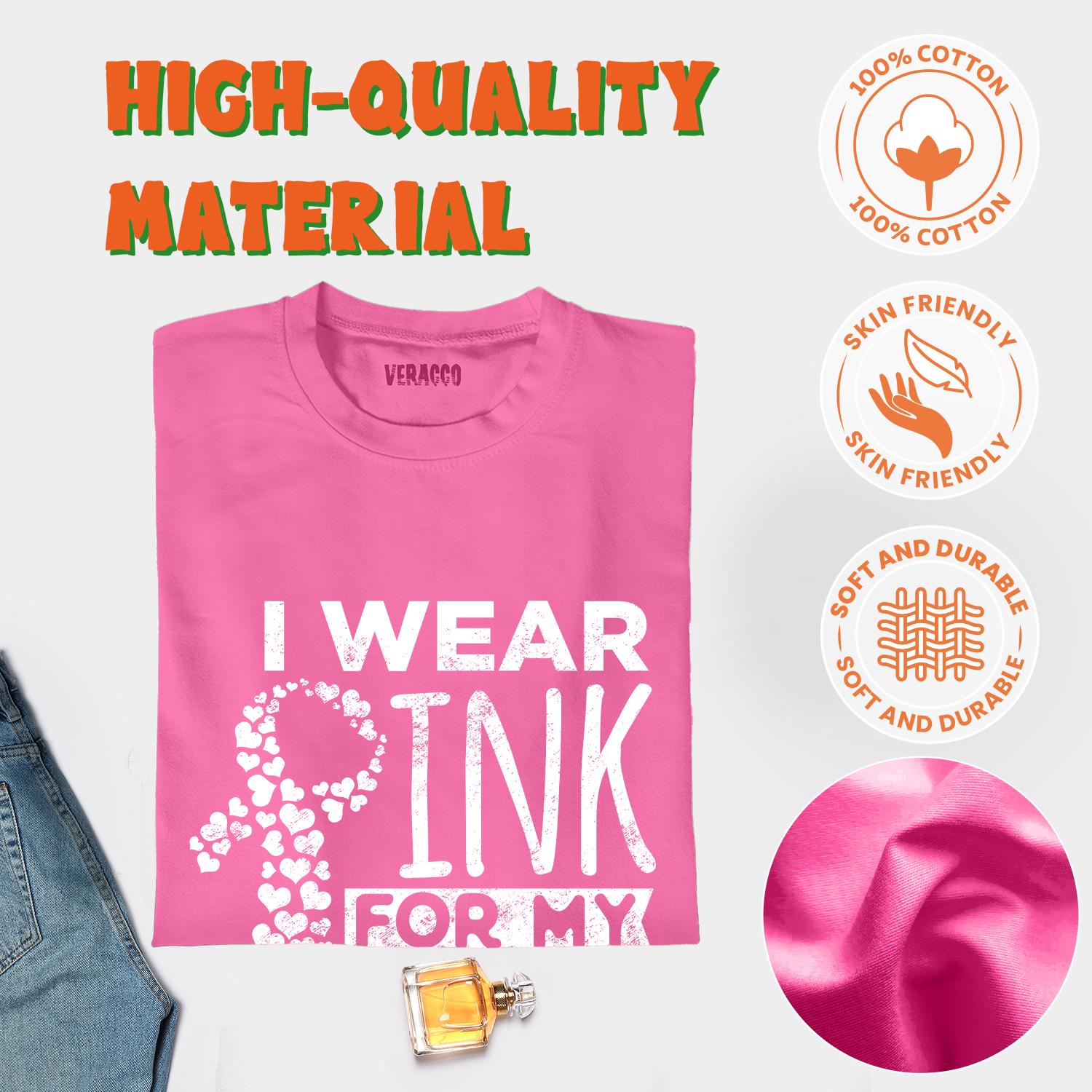 I Wear Pink For My AUNTIE Breast Cancer Awareness Youth Boys Girls Tee T Shirt E