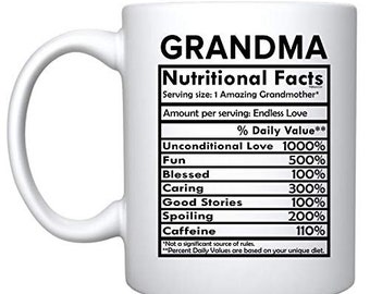 Voedingswaarde oma koffiemok, cadeau voor oma