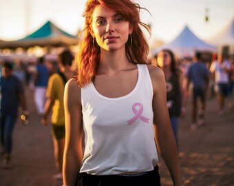 Pink Ribbon Racerback Tank Top: Breast Cancer Awareness Support