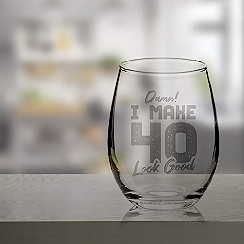 40e verjaardagscadeau, mannen en vrouwen juichen 40e verjaardag wijnglazen, 40e verjaardag partij bruiloft verjaardag decoratie cadeau, 17 oz stemless