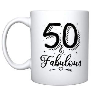 Keramische koffiemok 50 Fabulous Years Olds Me Grappige verjaardag voor hem Her Fifty And Fabulous