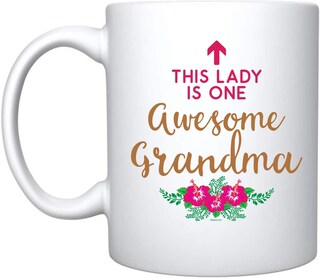 Tazza Da Caffè Nonna In Ceramica Rosa 325 Ml – Regalo Per Nonna Da Nipoti – Manico A C, Ideale Per Tè E Cioccolata