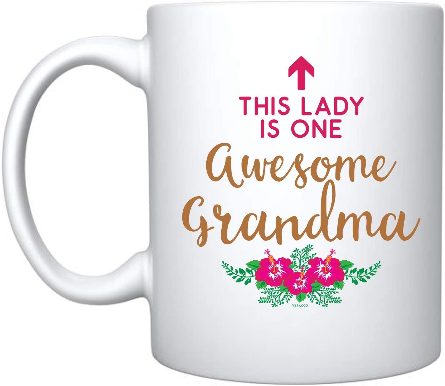 Tazza Da Caffè Nonna In Ceramica Rosa 325 Ml – Regalo Per Nonna Da Nipoti – Manico A C, Ideale Per Tè E Cioccolata