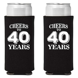 Cheers To 40 Years Forth Birthday Gift Forty and Fabulous Party Favors Decorations Slim Can Coolie Holder 12 Pc