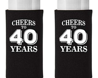 Cheers To 40 Years Can Coolies: Fortieth Birthday Party Favors (12 Pc)