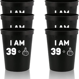 Funny 40th Birthday Stadium Cups: Middle Finger Party Favors (12 PC)