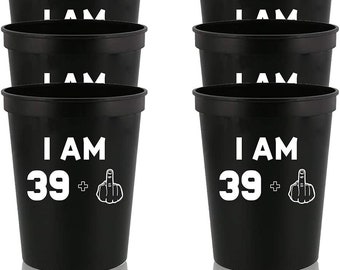 Funny 40th Birthday Stadium Cups: Middle Finger Party Favors (12 PC)