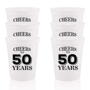 Cheers To 50 Years Stadium Party Cup  Fifty and Fabulous Party Favors Decorations Funny Birthday Gag Gifts For Him Her 12 Pc