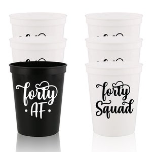 Taza de fiesta de estadio de 40 años de Forty AF, regalo de 40 cumpleaños, decoraciones de escuadrón de Forty y fabulosos obsequios de fiesta, regalos divertidos de broma de cumpleaños, 12 tazas