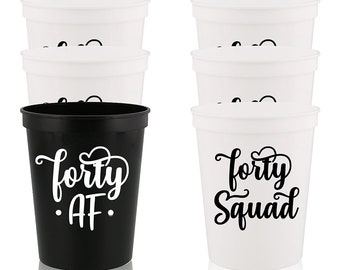 Forty AF 40th Birthday Stadium Cups: Funny Party Favors (12 Cups)