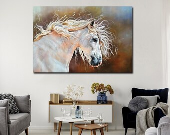Horse Canvas Art - Horse Art Prints for Wall Decoration, White Horse Wall Art, Stylish Decor for Wall, Watercolor Horse Canvas for Home