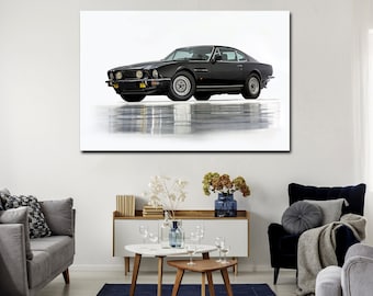 Arte mural Aston Martin V8 Vantage EFI de 1988: decoración de pared vintage de Aston Martin, decoración de oficina, póster de Aston Martin, láminas artísticas de Aston Martin
