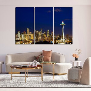 Seattle wall art Living room decor Seattle extra large decor Anniversary gift Bedroom decor Seattle canvas art Modern wall art