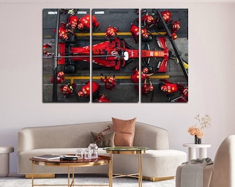 Top view Ferrari Wall Art - Ferrari F1 on Pit Stop Poster, Formula 1 Ferrari Print, Ferrari Wall Decor, Anniversary Gift, Bolid F1