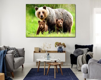 Láminas de osos para pared, decoración de dormitorio, fotoarte de osos, decoración de habitación infantil, láminas de animales tiernos, póster de vida salvaje, láminas de animales