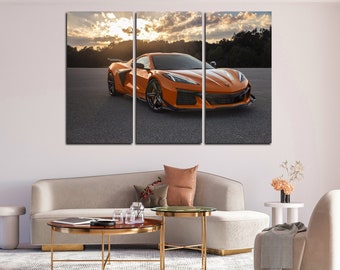 Chevrolet Corvette Stingray Z06 art prints  Anniversary gift Corvette Stingray wall art canvas set Corvette Z06 wall decor Gift for him
