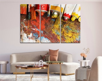 Lienzo de pintura abstracta colorida para pared: decoración moderna para sala de estar
