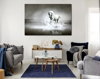 Horses Print on Canvas, Horse Canvas Print for Office, Horse Wall Art Modern, Horses Art Prints, Stylish Art for Wall Decoration