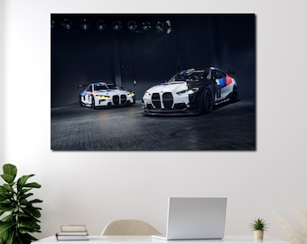 BMW M4 G82 GT4 framed art prints - Premium quality wall decor for BMW fans, great addition to any living space or workspace, Office decor