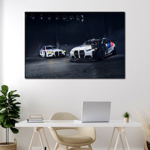 BMW M4 G82 GT4 framed art prints - Premium quality wall decor for BMW fans, great addition to any living space or workspace, Office decor