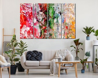 Colorful Abstract Wall Art Canvas Set - Oil Painting Artwork, Modern Living Room Decor, Contemporary Wall Art, Multicolored Office Decor