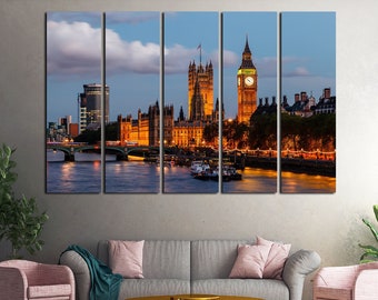 London print on canvas Living room decor Wall art canvas set Farmhouse decor London art print Anniversary gift Big Ben poster