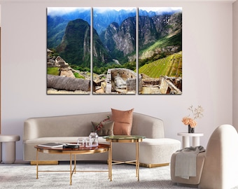 Machu Picchu wall art canvas set Mountain wall decor Peru valley of the incas poster Machu Picchu photo Peru Machu Picchu art