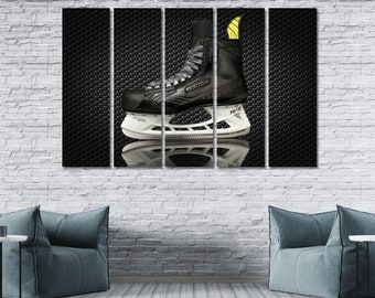 Hockey canvas set for wall decoration, Winter sport art, NHL wall decor, Ice hockey print, Hockey skates wall decor, Ice hockey NHL