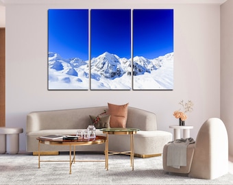 Alps Wall Art Canvas Set for Room Decoration - Cool Canvas for Room, Awesome Nature Large Wall Decor, Mountain Artwork Poster