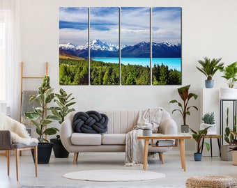 Mount Cook Wall Art Canvas Set New Zealand Nature Artwork Large Wall Decor Cool Office Decoration Mountain Poster Print  Mount Cook Photo