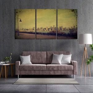 Vintage photo of New York wall art canvas set NYC old photo New York city printed on canvas for living room decor Vintage wall art
