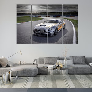 Mercedes AMG GT Canvas Wall Art Print, Mercedes GT Wall Decor, Stylish Art Print for Mercedes Lovers, Mercedes GT4 Wall Art, Gift for Him