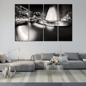 Los Angeles wall art canvas art. California black and white poster. LA Grand Park. Living room decor. Extra large bedroom wall decor.